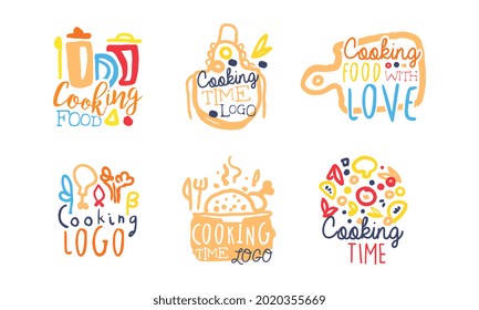 Cooking Time and Food Preparation Logo Design Vector Set