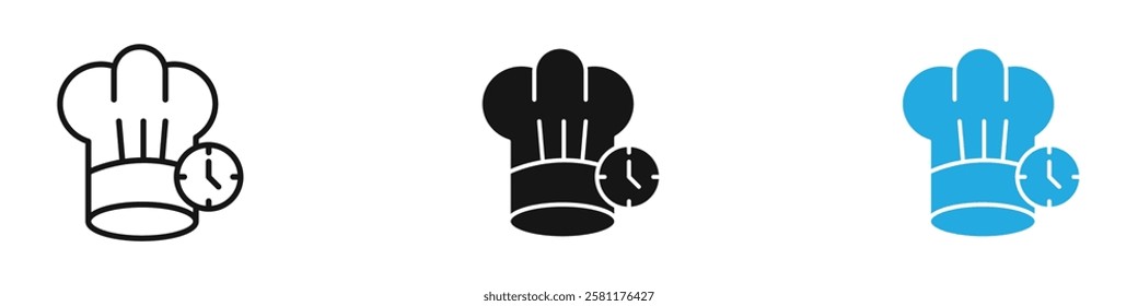 Cooking time icon black white vector outline