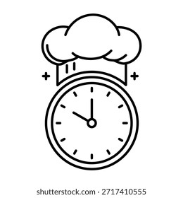 Kochzeit-Symbol Küchenchef Hut und Uhr dünne Linie Symbol auf weißem Hintergrund