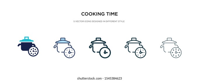 cooking time icon in different style vector illustration. two colored and black cooking time vector icons designed in filled, outline, line and stroke style can be used for web, mobile, ui