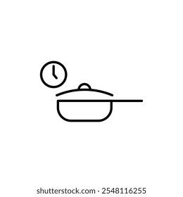 Icono de tiempo de cocción Conjunto de contorno en color blanco y negro