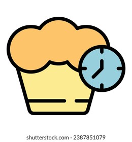 Cooking time icon outline vector. Timer chef. Kitchen food color flat