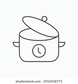 Cooking time icon set in blackthin line style.