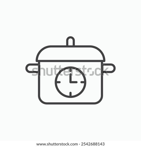 Cooking time icon in thin black lines