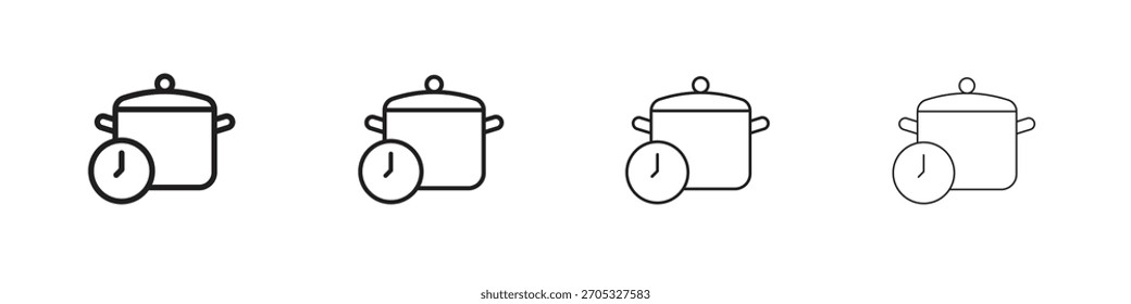 Cooking time icons in black simple line elements.