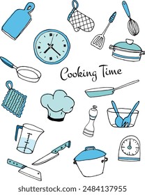 cooking time illustrationen kitchen tools