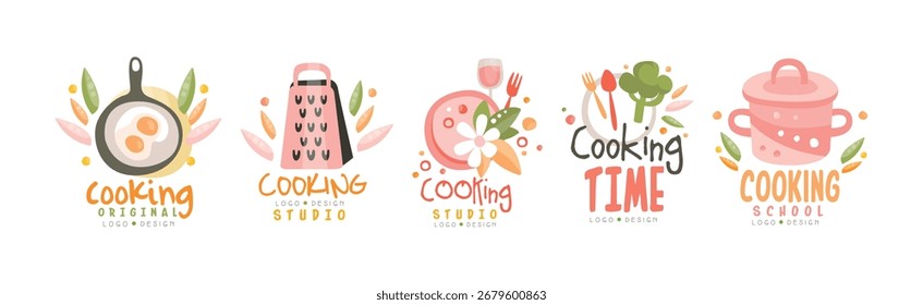 Juego de Vector de diseño de logotipo y etiqueta de tiempo de cocción