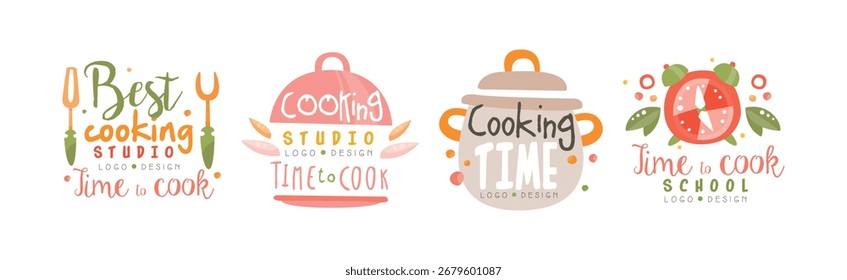 Cooking Time Logo and Label Design Vector Set