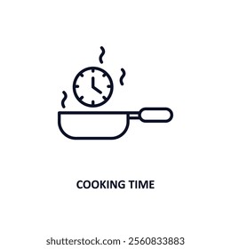 cooking time outline icon.  Thin line icon from fast food collection. Editable vector isolated on white background