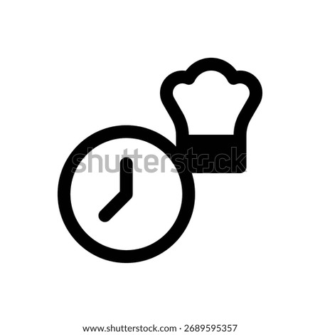 Cooking time. Outlined stroke vector icon with black-filled details.