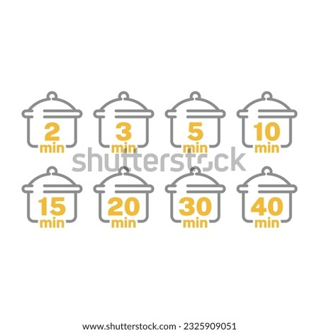 Cooking time and pot line icon set. Cook for 2, 3 minutes vector icons.