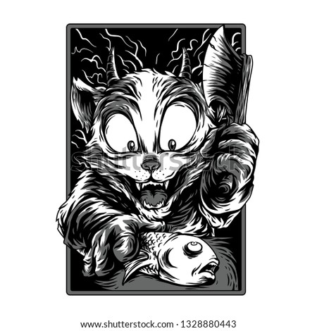 Cooking Time Remastered Black and white Illustration