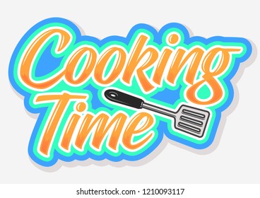 Cooking Time with Spatula Typography Letter Stock vector Illustration