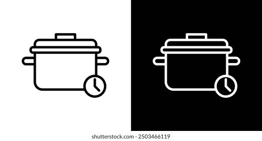 Cooking time thin line vector icon set.