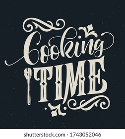 Cooking Time typography vector design for greeting cards and poster. Cooking Time handwritten lettering.  Design template celebration. Vector illustration.