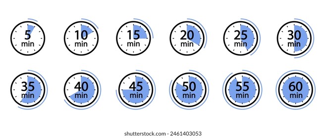 Cooking time vector. Countdown Timer Symbol Set.