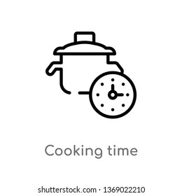 cooking time vector line icon. Simple element illustration. cooking time outline icon from fast food concept. Can be used for web and mobile