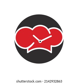 Cooking time vector logo design. Food time logo. Alarm clock and Cook management logo concept.	