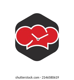 Cooking time vector logo design. Food time logo. Alarm clock and Cook management logo concept.	