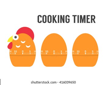 Cooking Timer. Hen And Chicken Egg Timer. Vector Illustration