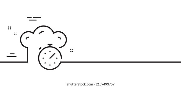 Cooking timer line icon. Frying stopwatch sign. Food preparation symbol. Minimal line illustration background. Cooking timer line icon pattern banner. White web template concept. Vector