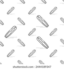 Cooking Tongs Icon Seamless Pattern, Food Serving Tong Vector Art Illustration