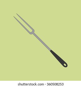 Cooking tool fork on the green background. Vector illustration