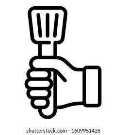 Cooking tool in hand icon. Outline cooking tool in hand vector icon for web design isolated on white background