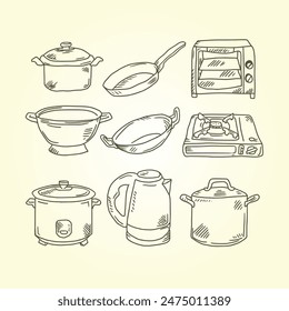 cooking tools hand drawn equipment vector