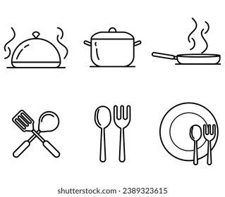 
cooking tools icon or kitchen icons in line style