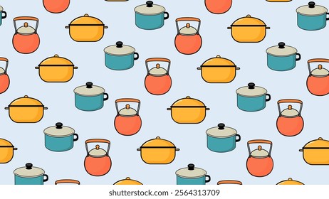 Cooking tools, kitchen equipment pattern background. Cooking tools, kitchen equipment illustration pattern. Cooking tools, kitchen equipment  background. Perfect for fabrics, print, textile, wallpaper