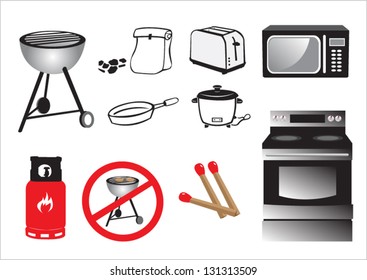 Cooking Tools Vector Graphics. Isolated in White icons that can be changed to any color.