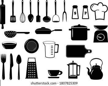 Cooking tools. Vector illustration on a white background.For logos, icons, menus and brochures.