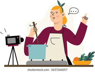 Cooking Tutorial Recording illustration for web app infographic etc