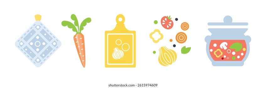 Cooking Utensil and Food Ingredient for Culinary Vector Set