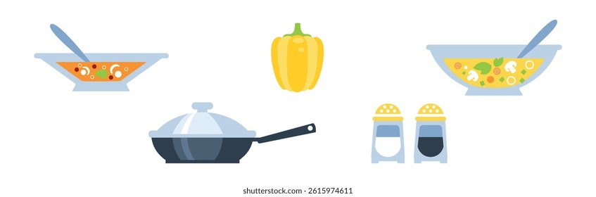 Cooking Utensil and Food Ingredient for Culinary Vector Set