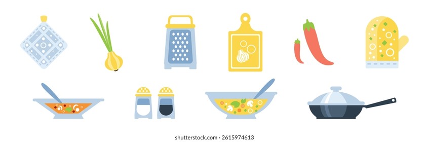 Cooking Utensil and Food Ingredient for Culinary Vector Set
