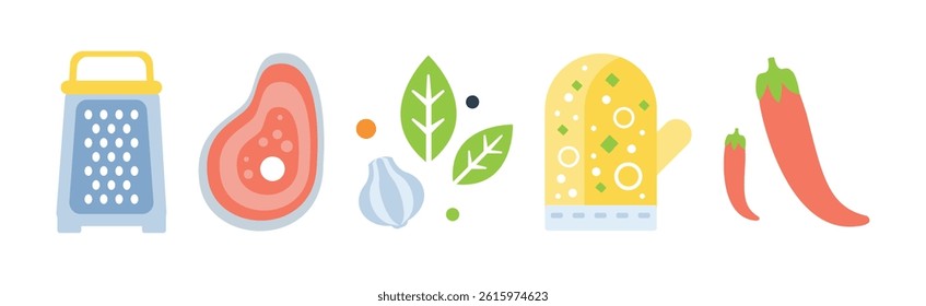 Cooking Utensil and Food Ingredient for Culinary Vector Set