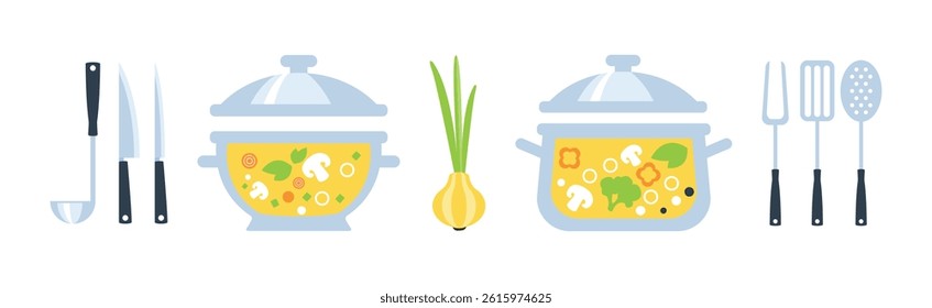 Cooking Utensil and Food Ingredient for Culinary Vector Set