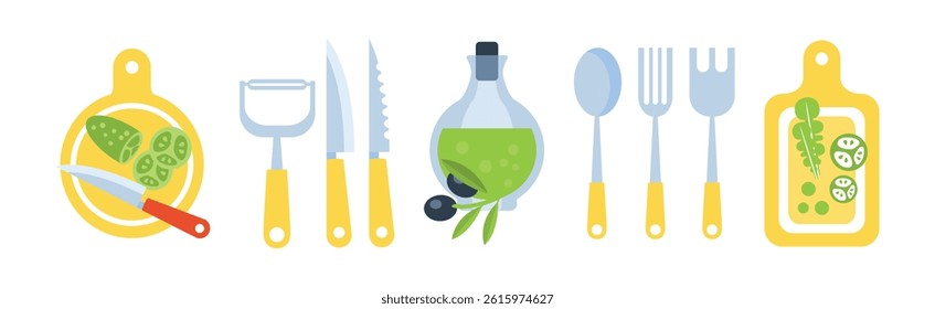 Cooking Utensil and Food Ingredient for Culinary Vector Set