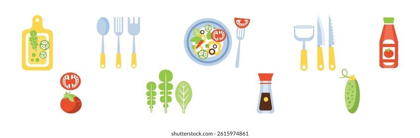 Cooking Utensil and Food Ingredient for Culinary Vector Set