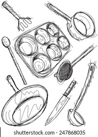 Cooking utensil sketches