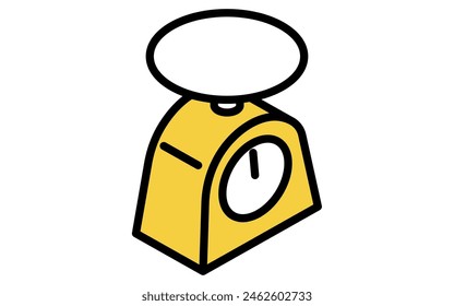 Cooking utensils: egg cooker, isometric illustrationCookware: analog kitchen scale, isometric illustrationtion