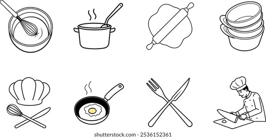 Cooking Utensils and Food Preparation Icons