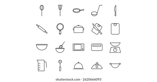 cooking utensils icon pack illustration
