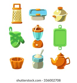 Cooking Utensils, kitchen items Vector Illustration Collection 
