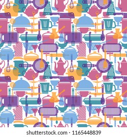Cooking utensils and kitchen tools in the form of a circle. Vector illustration