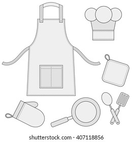 Cooking utensils, kitchenware icons