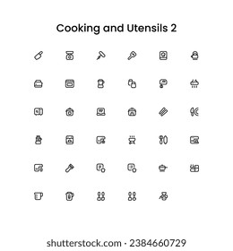Cooking and Utensils. Level-up your project by using a wonderful outline icons.