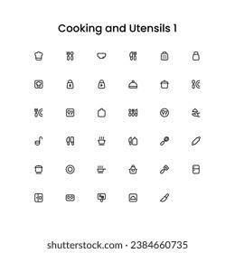 Cooking and Utensils. Level-up your project by using a wonderful outline icons.